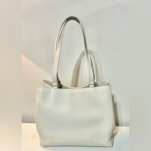 Dagne Dover Allyn Leather Laptop Tote Grey/Bone Pebble Color. Fits 13x10 Laptop